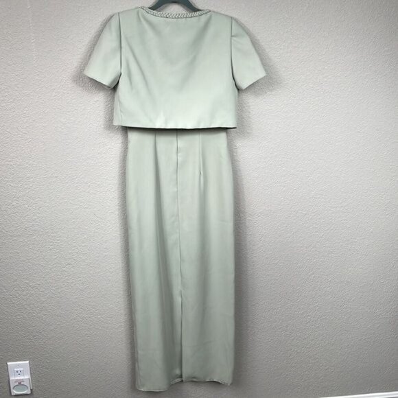 Watters and Watters Mother of the Bride Midi Dress Gown Bolero Pastel Green Sz 4 - Picture 3 of 13